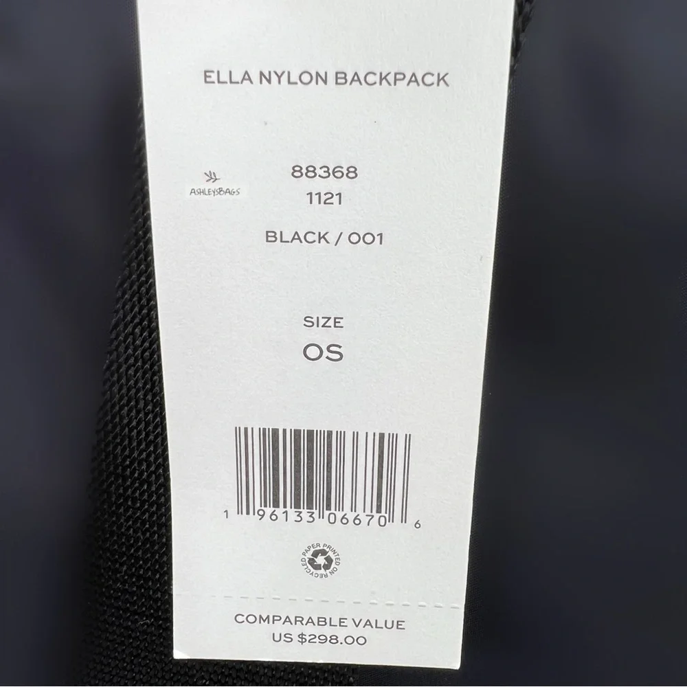 Tory Burch Ella Nylon Backpack In Black - Picture 13 of 13